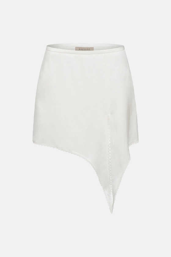 Спідниця міні з розрізом та мереживом 