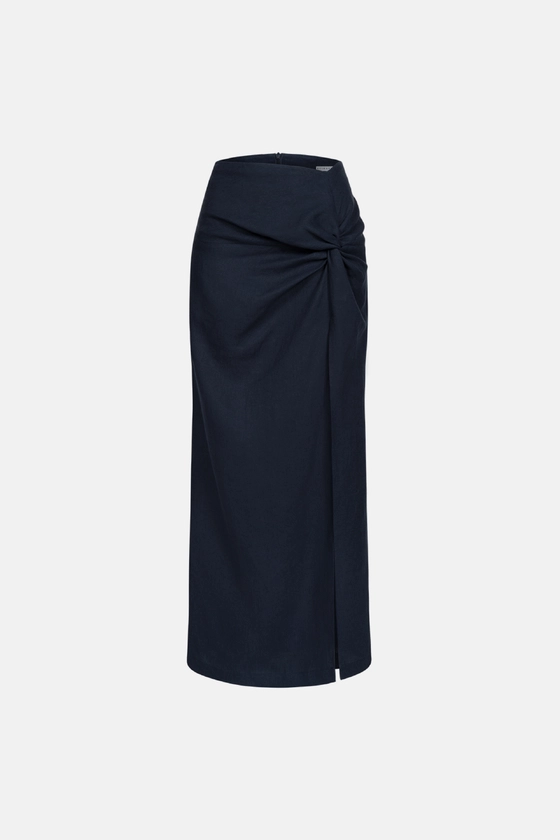 Спідниця лляна максі з вузлом 
