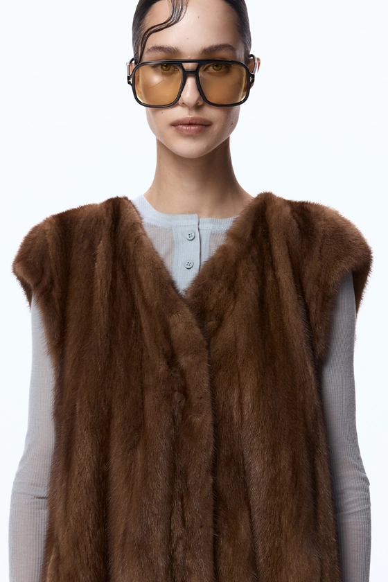 Вінтажна норкова шуба-жилет 