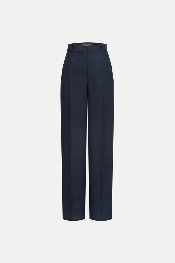 Брюки лляні на середній посадці зі стрілками 