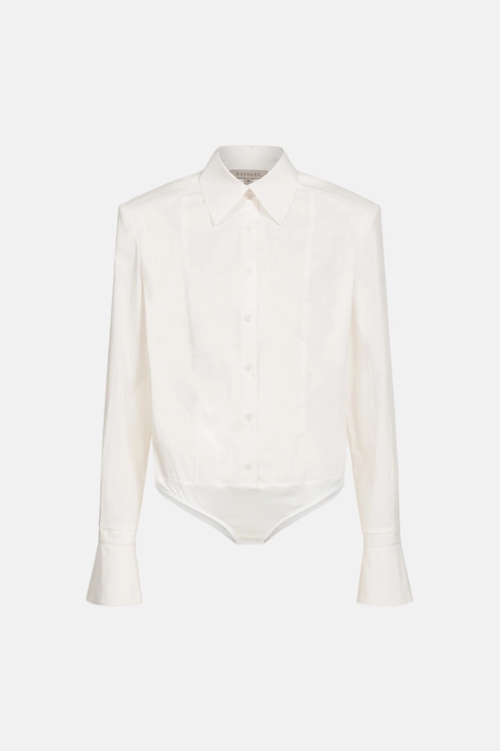 Сорочка-боді приталена з акцентним плечем 