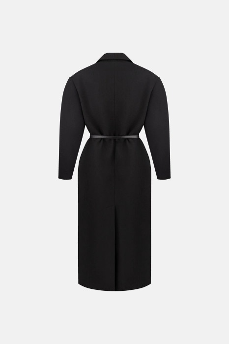 Double-breasted coat with accent shoulder