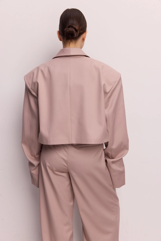 Жакет кроп котоновий зі збіркою на рукаві 