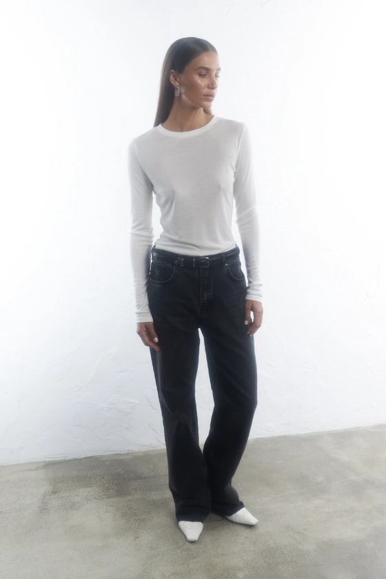 Лонгслів приталений напівпрозорий 