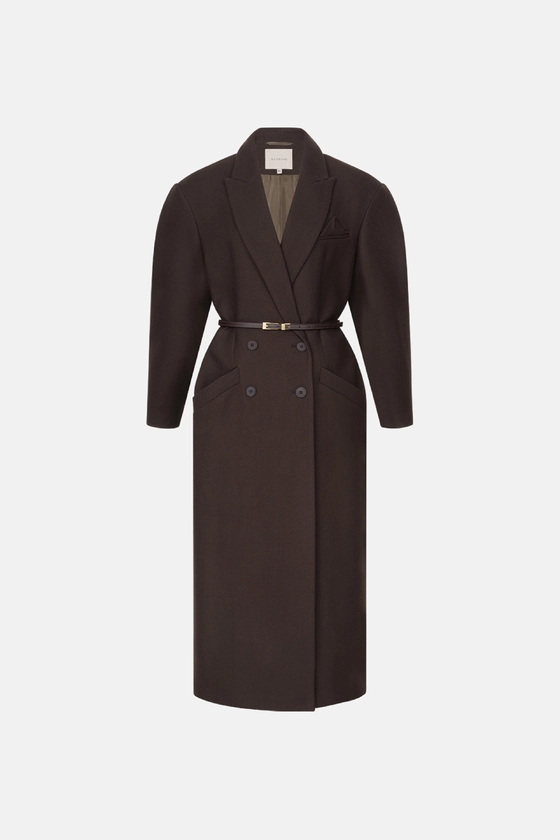 Двобортне пальто з акцентним плечем 