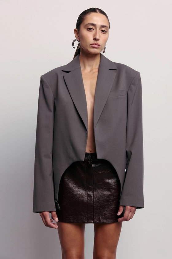 Жакет кроп вовняний з гартерами 