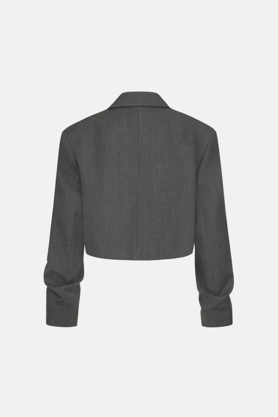 Cropped wool blazer with gathered details on the sleeves - photo 2
