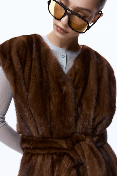 Вінтажна норкова шуба-жилет