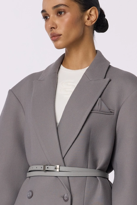 Double-breasted coat with accent shoulders