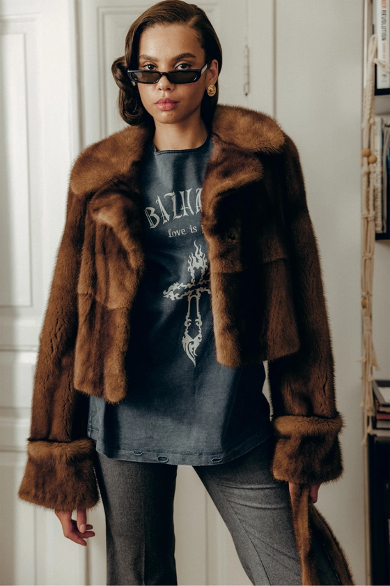 Вінтажна кроп-шуба з норки 