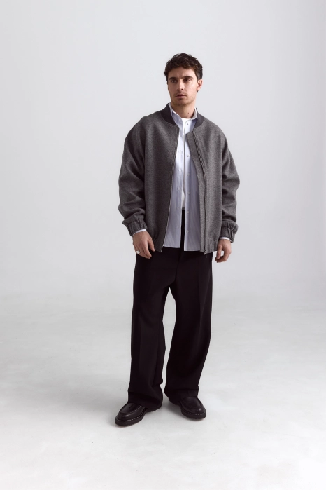 Bomber jacket made of coat fabric