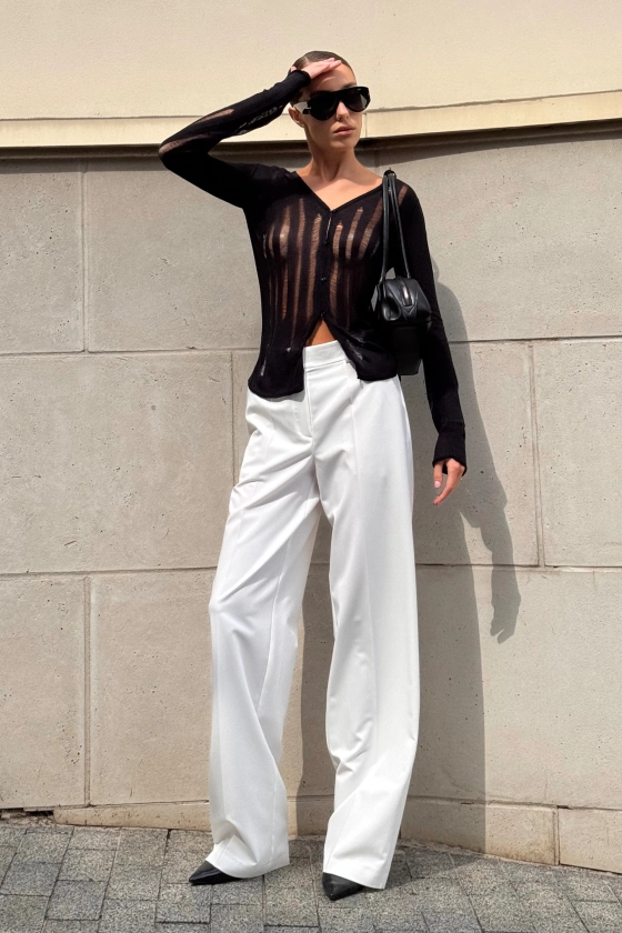 Mid-rise wool trousers with a crease - photo 3