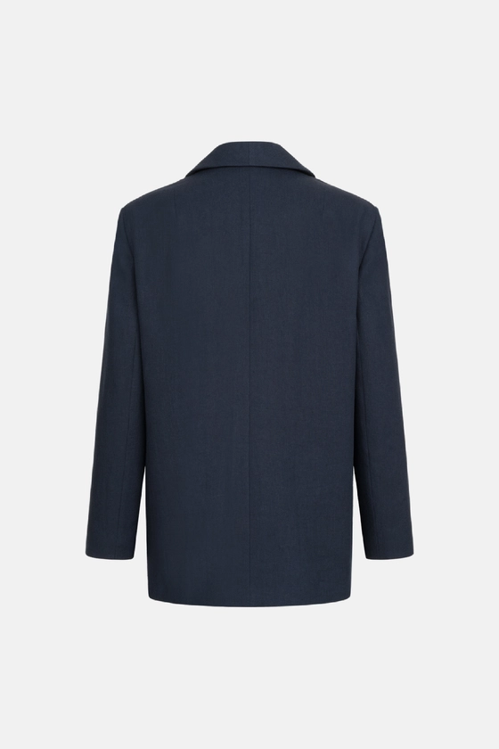 Жакет лляний двобортний оверсайз з підплічниками 