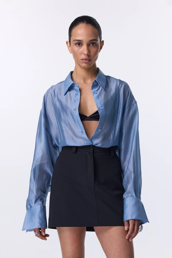 High-waisted mini cotton skirt - photo 3