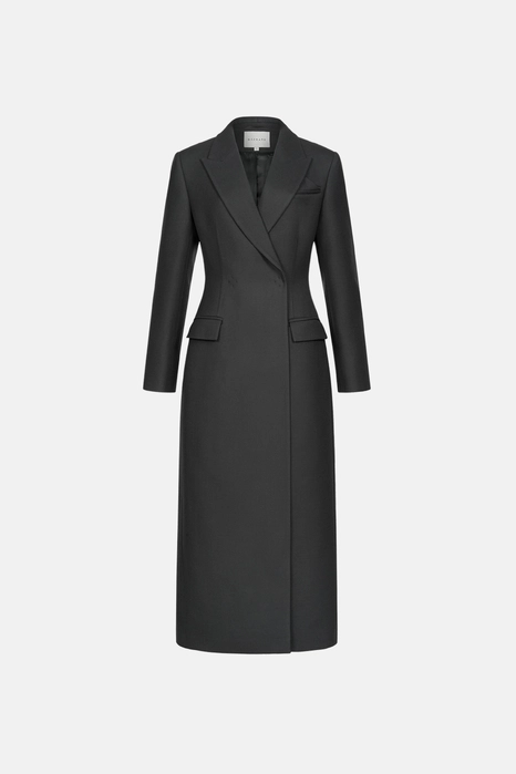 Fitted coat with accent shoulders