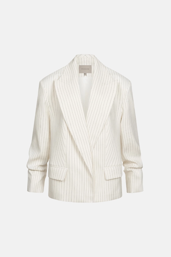 Жакет лляний оверсайз зі збіркою на рукаві 