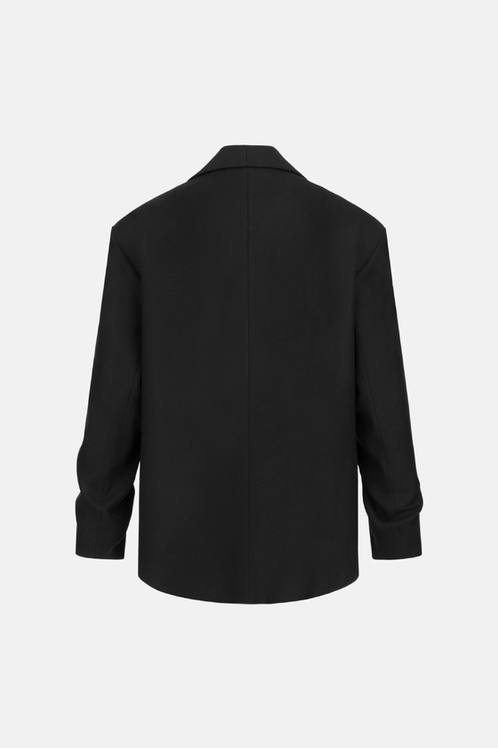 Пальто-жакет оверсайз із збіркою на рукаві 