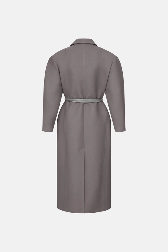 Двобортне пальто з акцентним плечем 