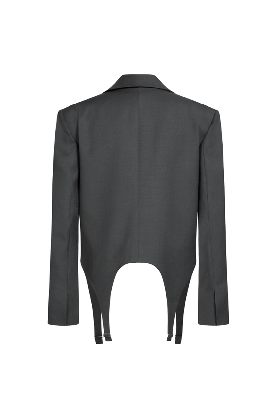 Жакет кроп вовняний з гартерами 