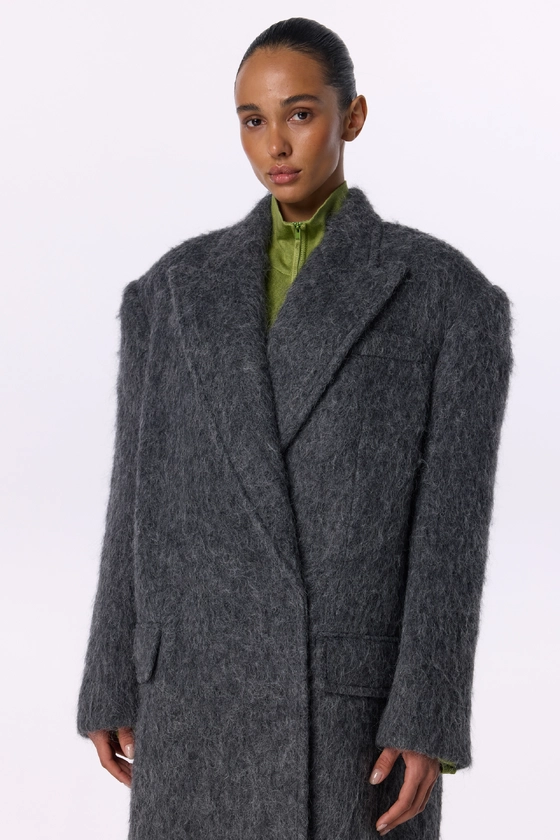 Пальто оверсайз прямого крою з альпаки 