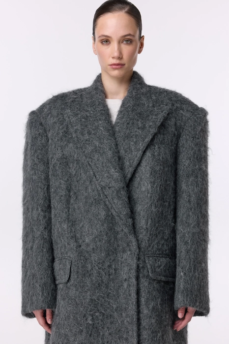 Пальто оверсайз прямого крою з альпаки