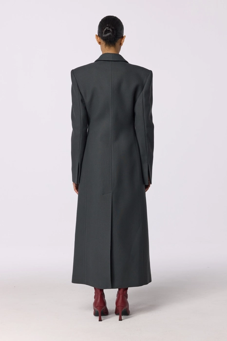 Fitted coat with accent shoulders