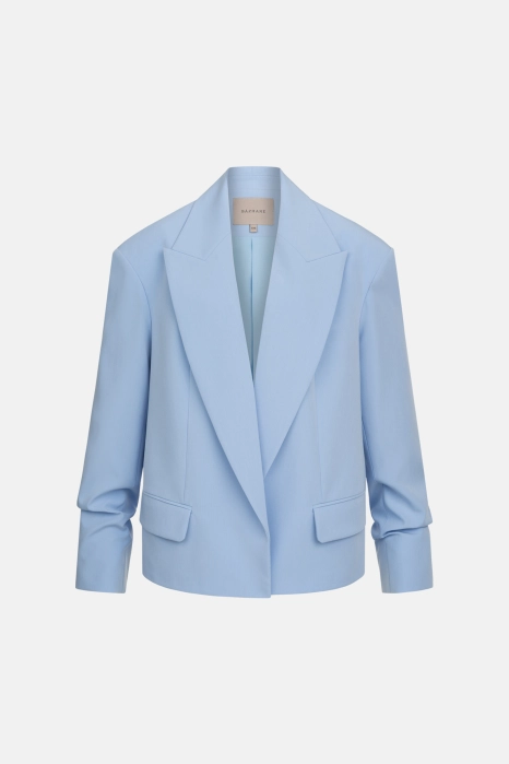 Oversized cotton blazer with gathering on the sleeve