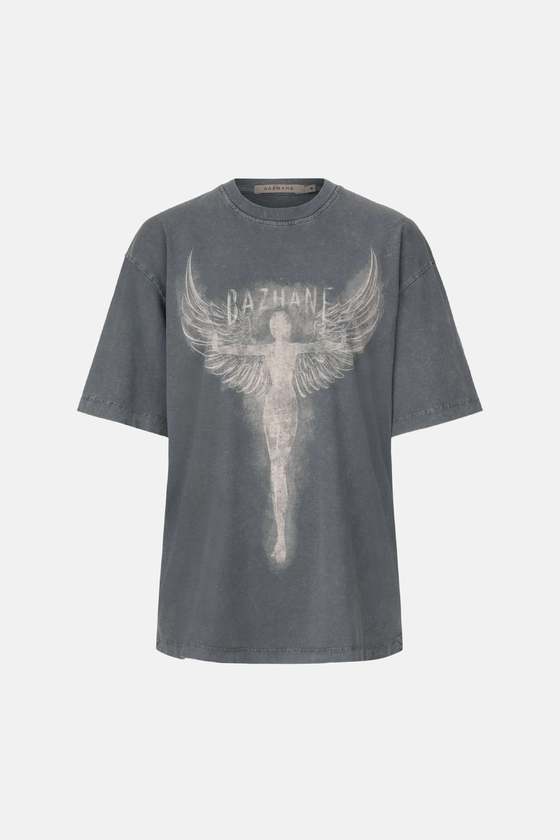 Футболка оверсайз вінтаж з принтом Янгол 