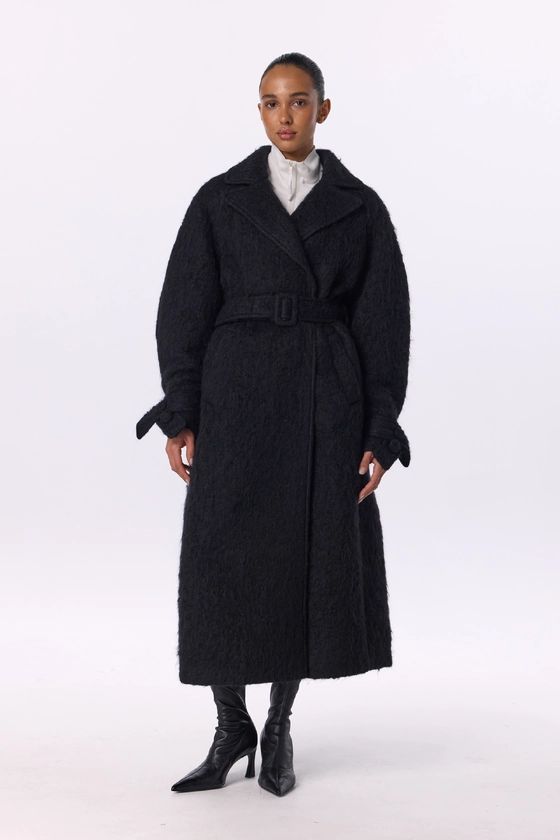 Пальто з альпаки максі зі спущеним рукавом 