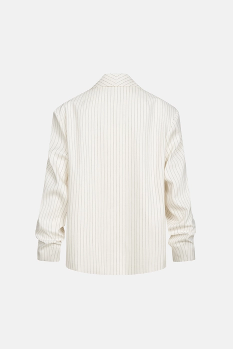 Жакет лляний оверсайз зі збіркою на рукаві