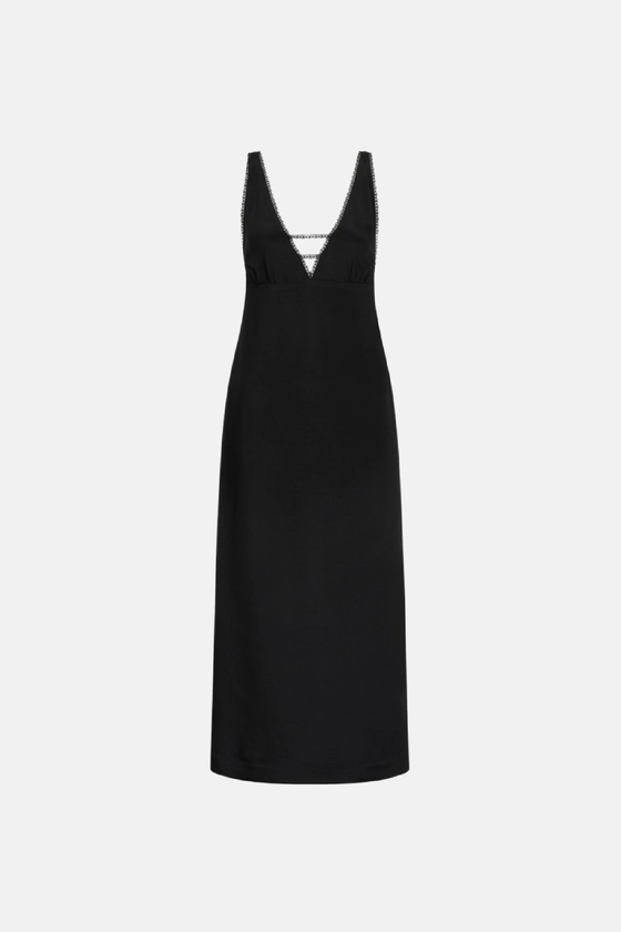 Сукня міді з глибоким вирізом та мереживом 