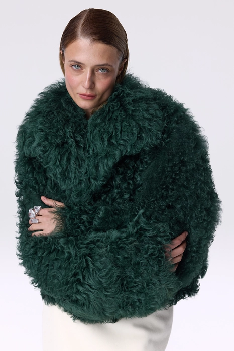 Curly sheepskin coat