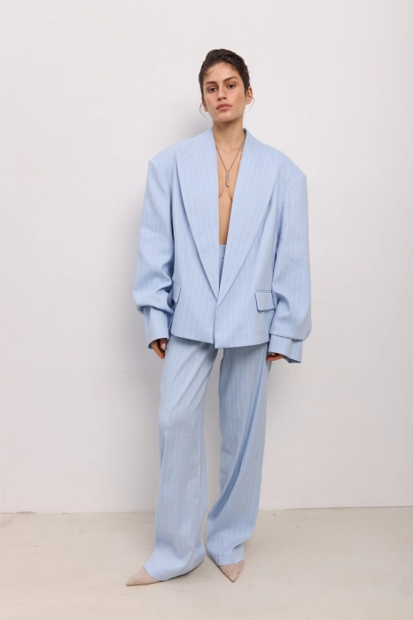 Mid-rise linen trousers with arrows