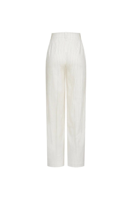 Брюки лляні на середній посадці зі стрілками 