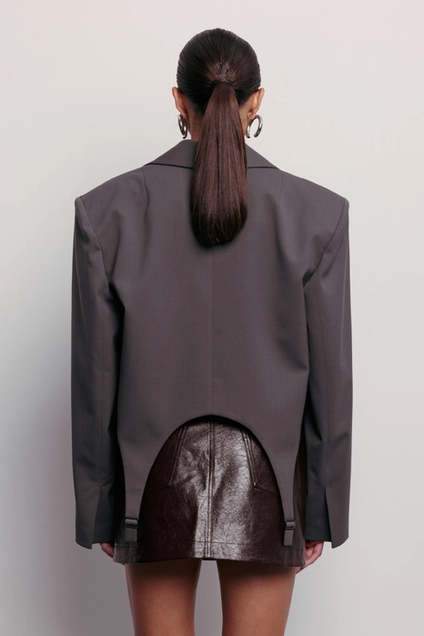 Жакет кроп вовняний з гартерами