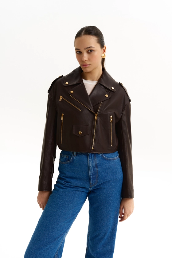 Куртка шкіряна з бахромою 