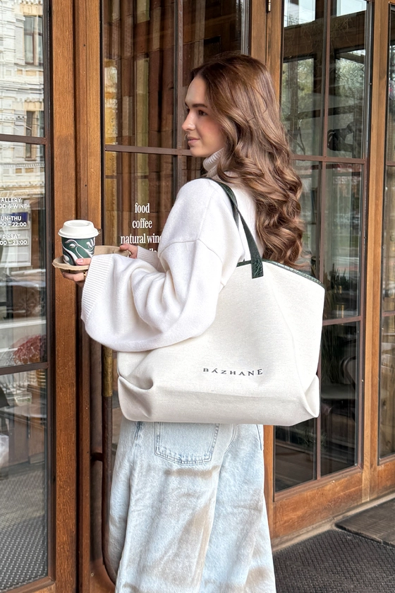 Шопер зі шкіряними ручками 