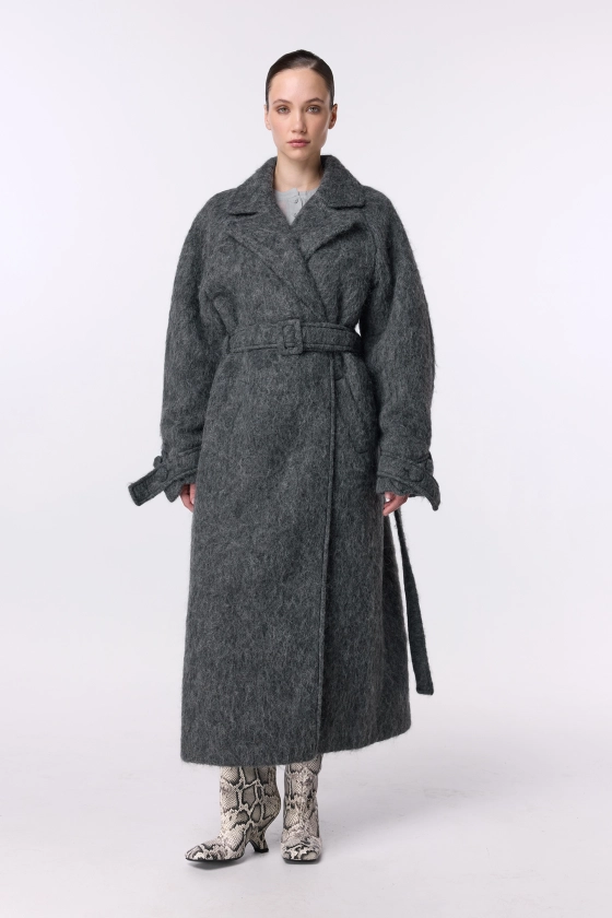 Пальто з альпаки максі зі спущеним рукавом 