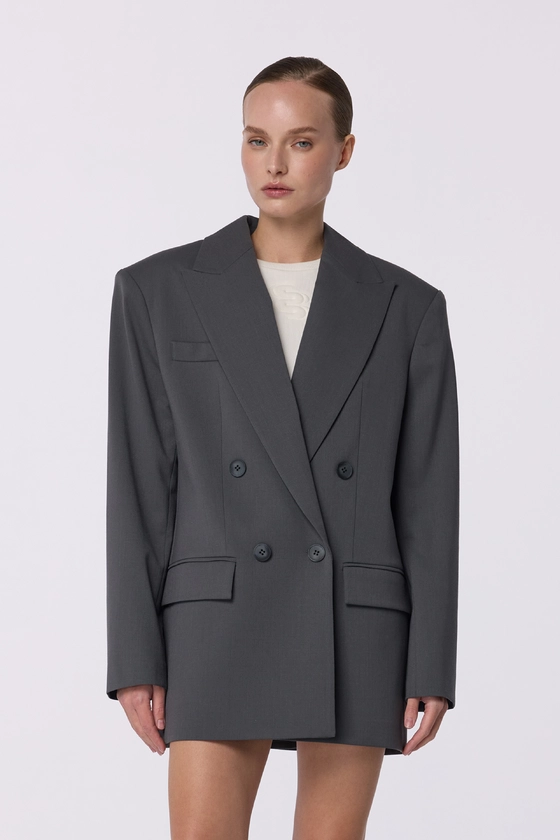 Жакет вовняний двобортний оверсайз з підплічниками 