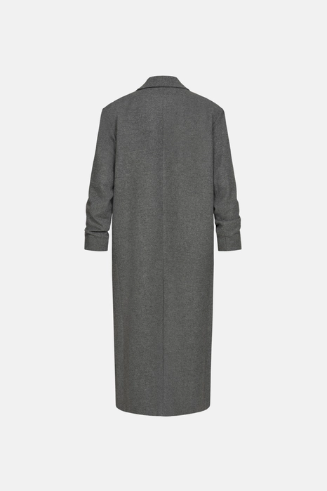 Straight-cut coat with gathered sleeves