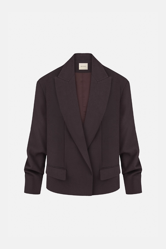 Пальто-жакет оверсайз із збіркою на рукаві 