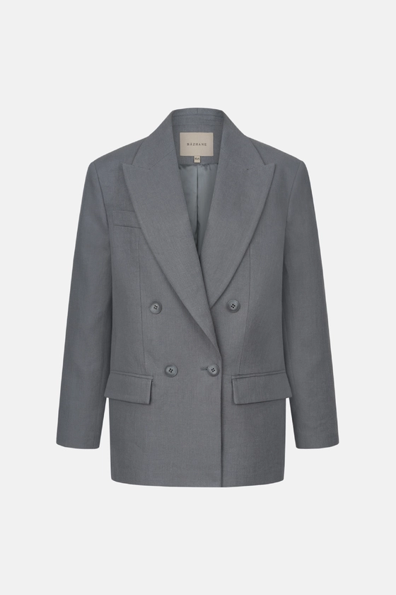 Жакет лляний двобортний оверсайз з підплічниками 