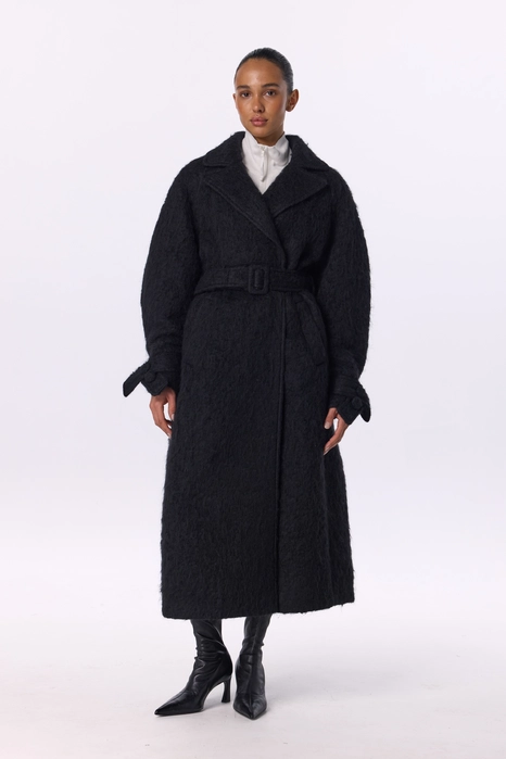 Пальто з альпаки максі зі спущеним рукавом