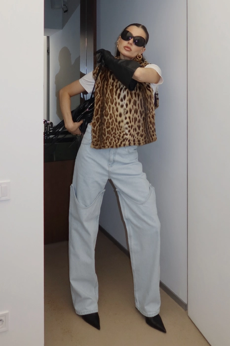 Вінтажна оцелотова манішка