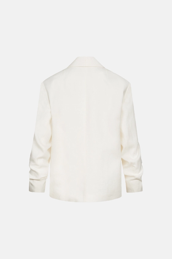 Жакет лляний оверсайз зі збіркою на рукаві 