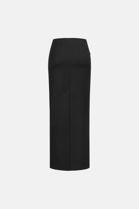 Mid-rise wool maxi skirt