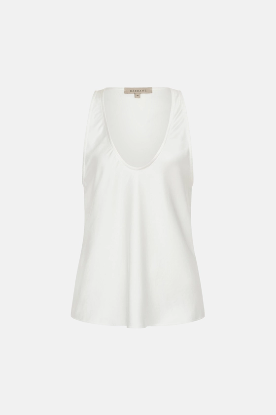 Топ атласний з глибоким вирізом 