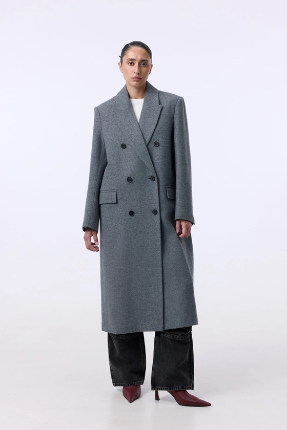 Пальто двобортне прямого крою 