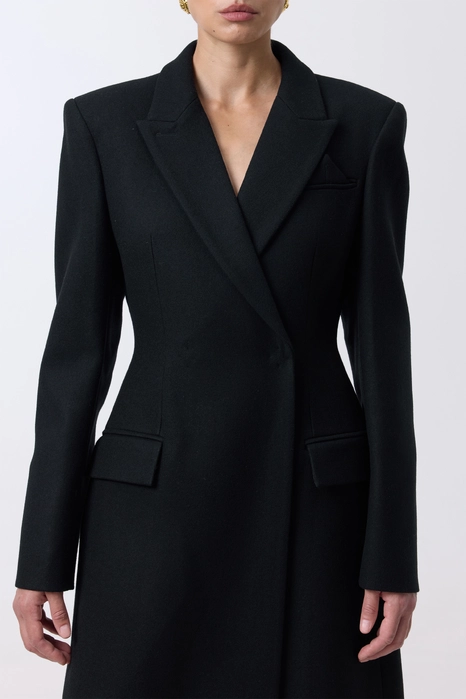 Fitted coat with accent shoulders