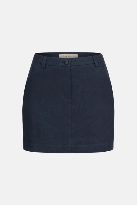 Спідниця лляна міні з середньою посадкою